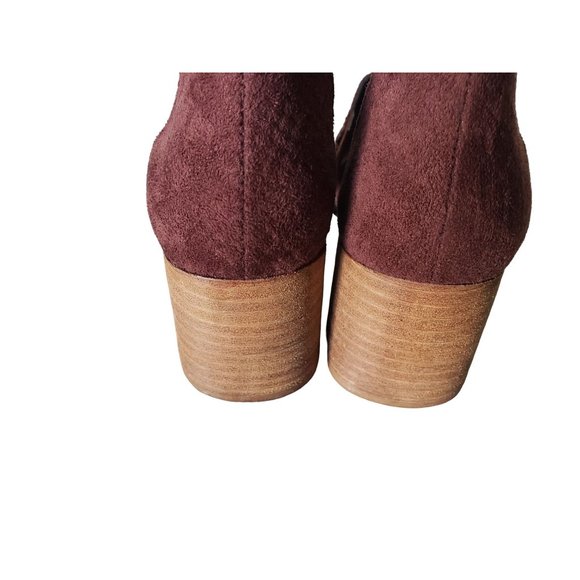 MI IM HEELS SIZE 9US POINTED TOE , STACKED BLOCK HEEL‎ T STRAP BURGANDY - Picture 6 of 12